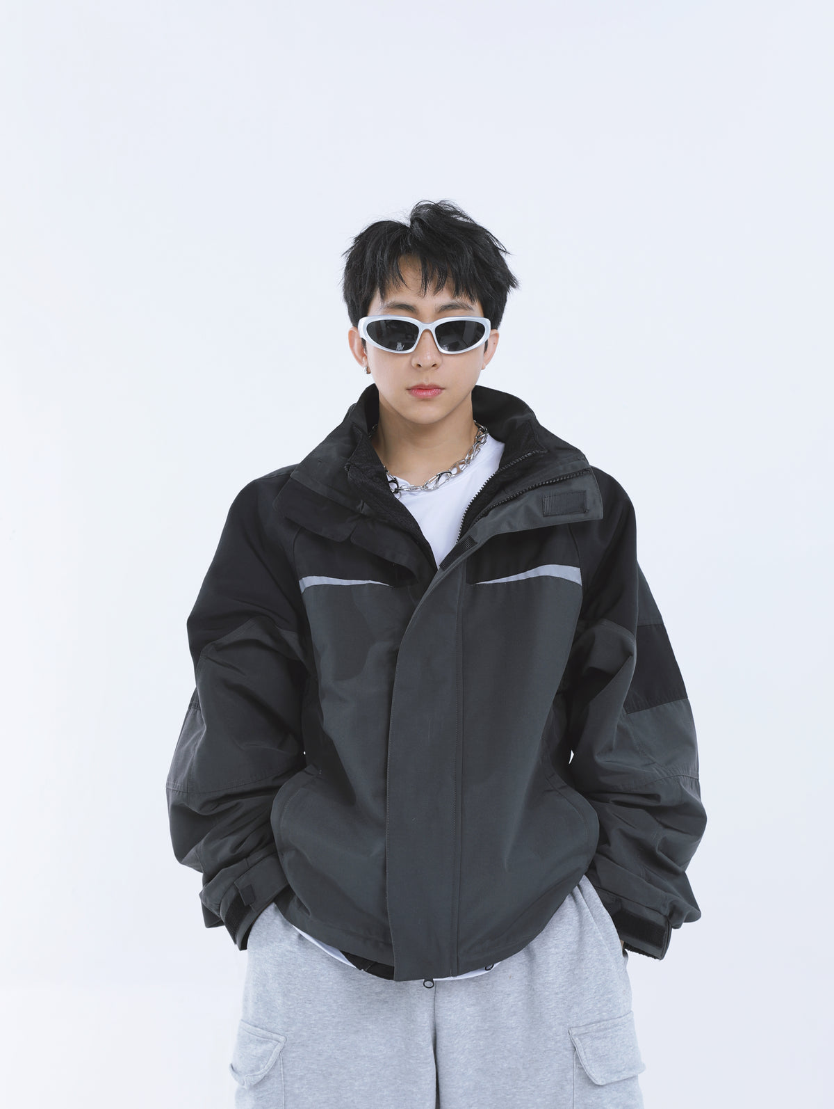 【23s September.】Workwear Retro Patchwork Design Stand Collar Jacket ArtsKoreanMan