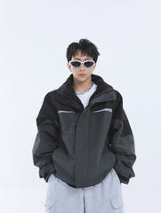 【23s September.】Workwear Retro Patchwork Design Stand Collar Jacket -L ArtsKoreanMan