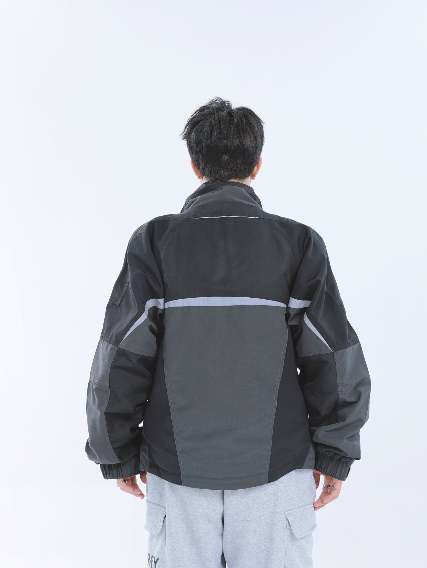 【23s September.】Workwear Retro Patchwork Design Stand Collar Jacket