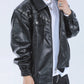 【23s September.】Metal Rivet-embellished Silhouette Leather Jacket -L