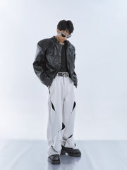 【23s September.】Cut-out Contrast Straight-leg Trousers -S ArtsKoreanMan