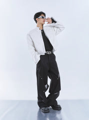 【23s September.】Cut-out Contrast Straight-leg Trousers -S ArtsKoreanMan