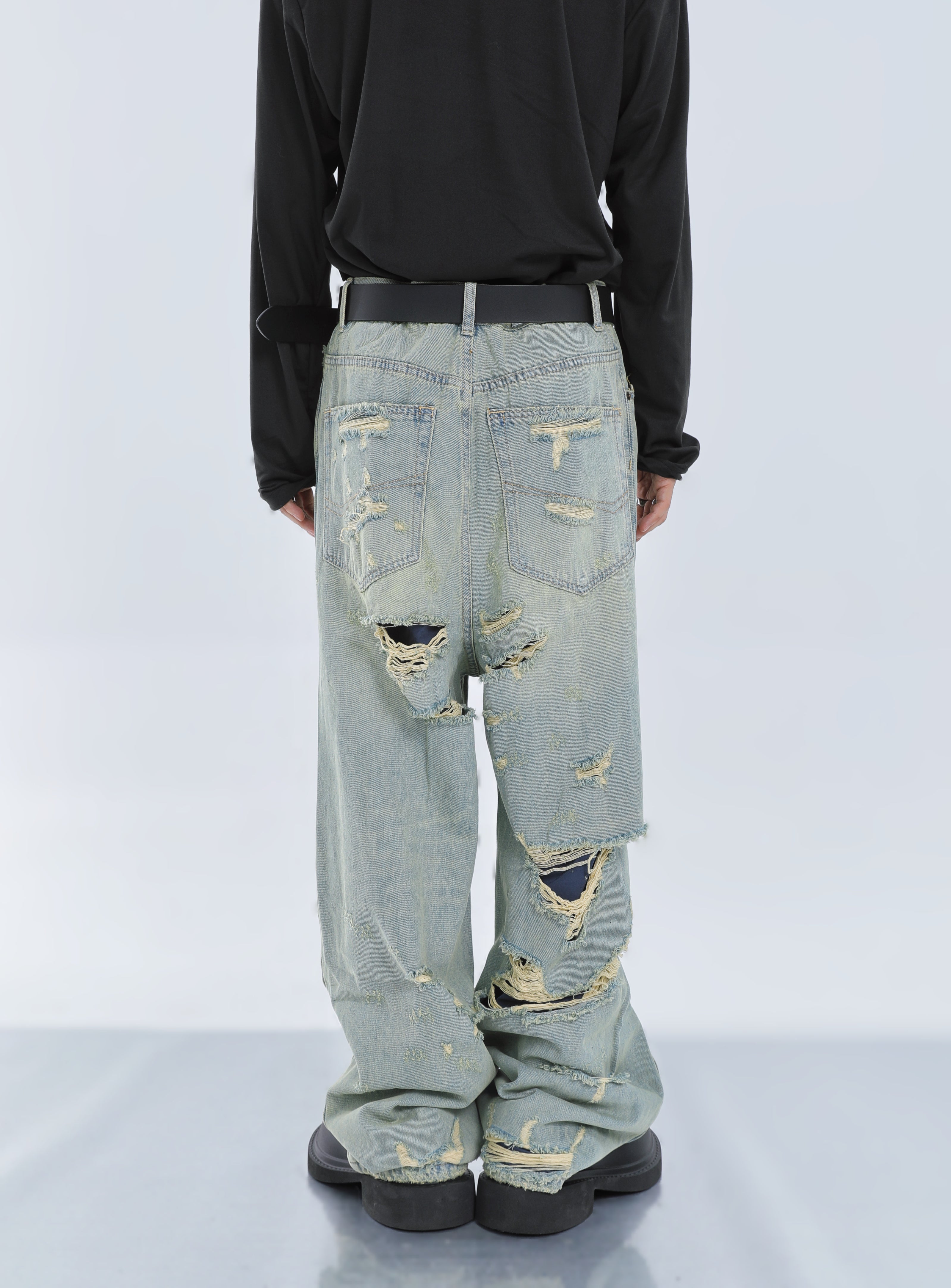 Double Ripped Jeans 【23s September.】Double Fringed Ripped Jeans - ArtsKoreanMan
