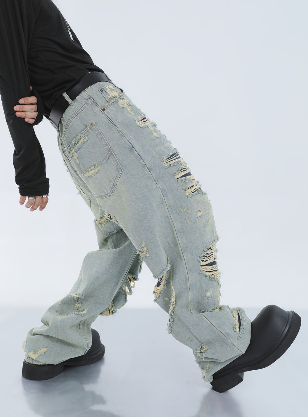 Double Ripped Jeans 【23s September.】Double Fringed Ripped Jeans - ArtsKoreanMan