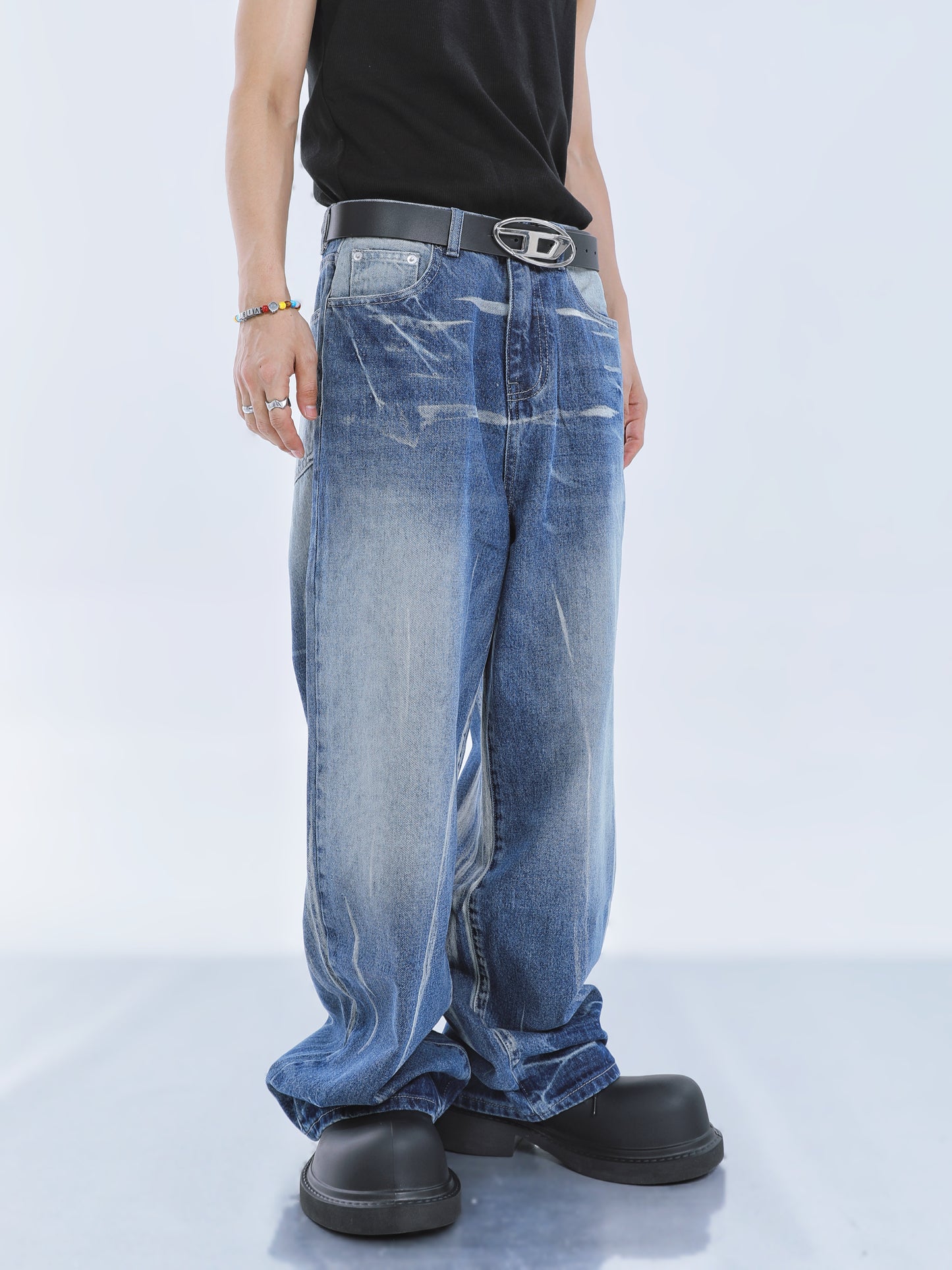 【23s September.】Niche Tie-dye Loose Wide-leg Jeans