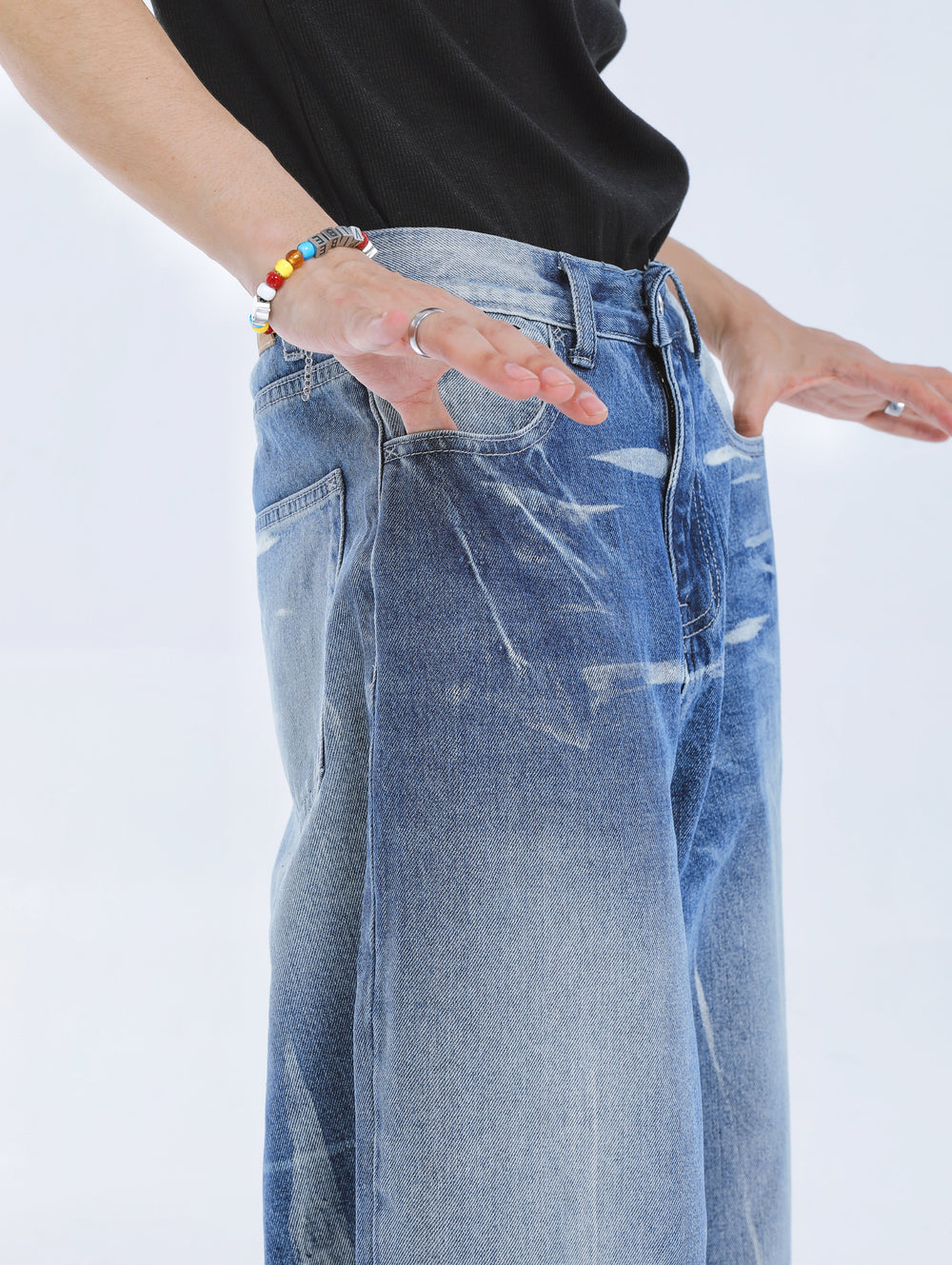 【23s September.】Niche Tie-dye Loose Wide-leg Jeans -M ArtsKoreanMan