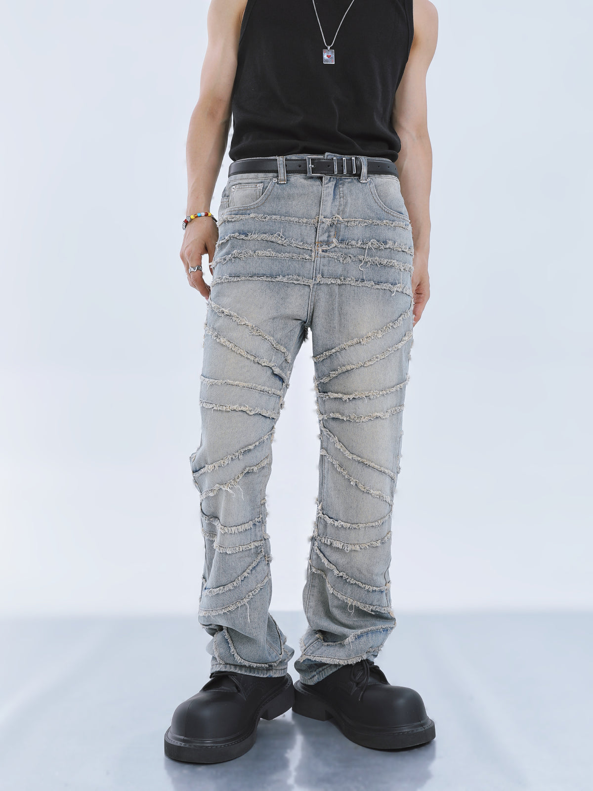 【23s September.】Fringed Raw Edge Loose Straight Jeans ArtsKoreanMan