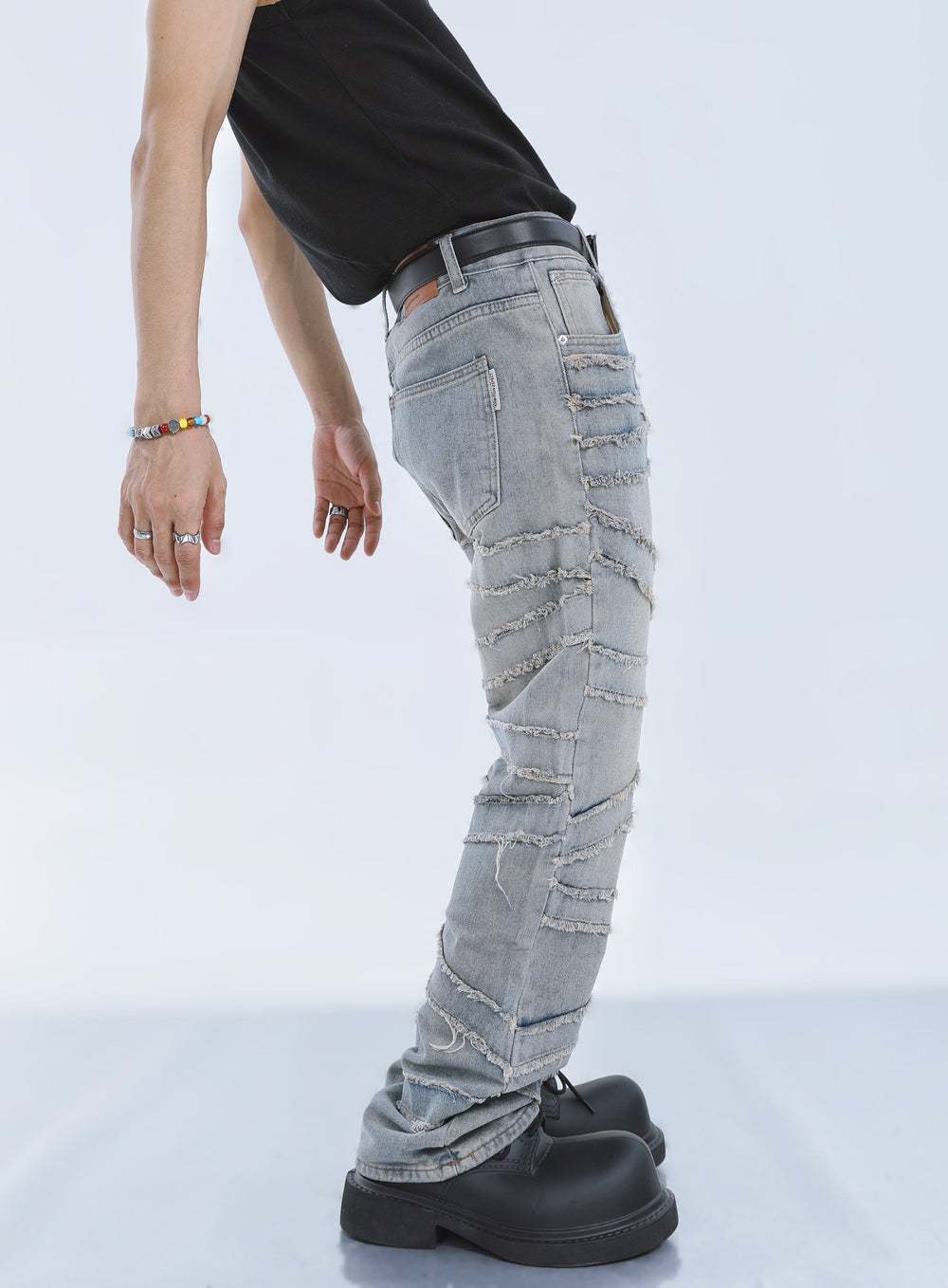【23s September.】Fringed Raw Edge Loose Straight Jeans -M ArtsKoreanMan