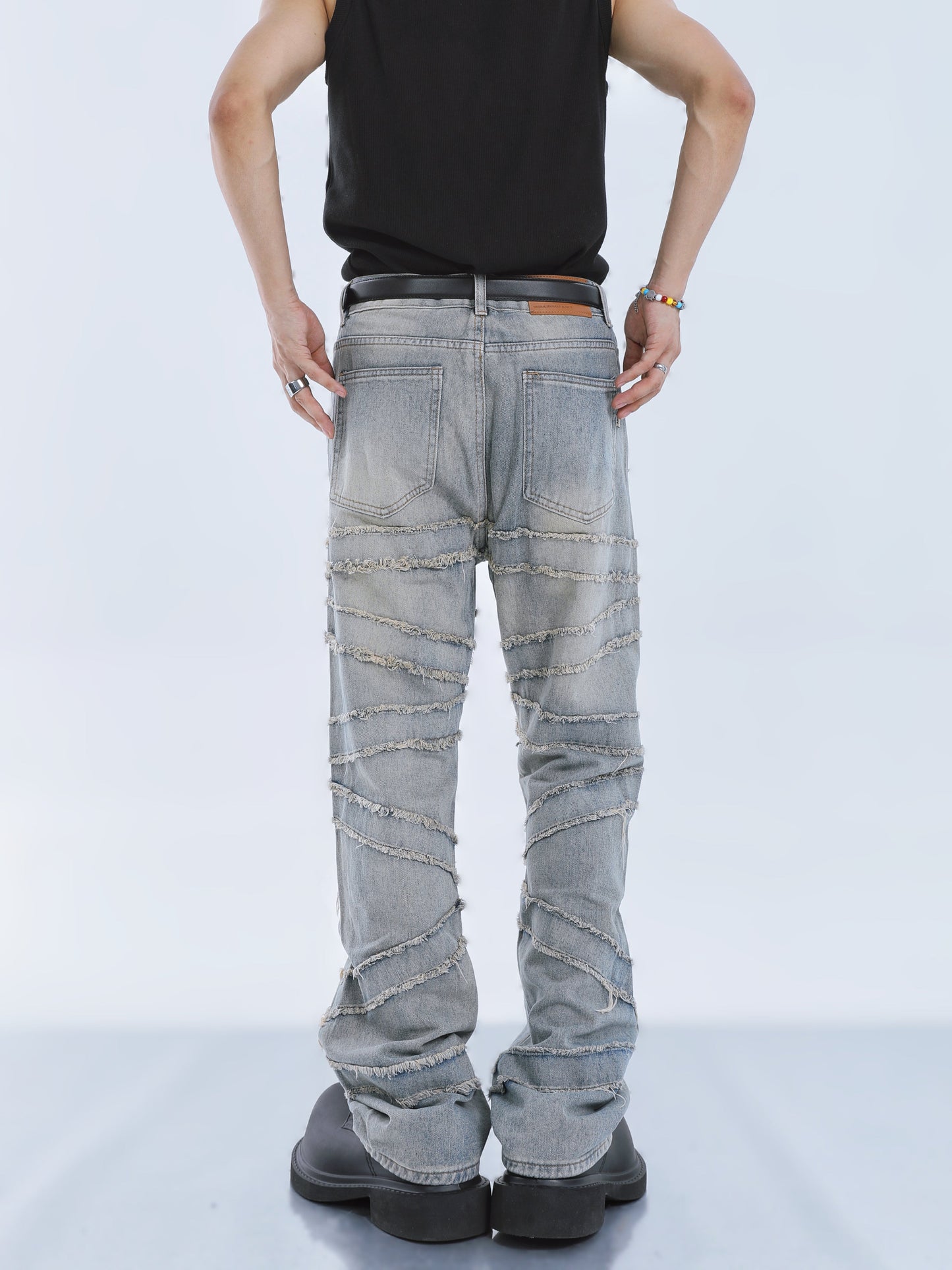 【23s September.】Fringed Raw Edge Loose Straight Jeans -M