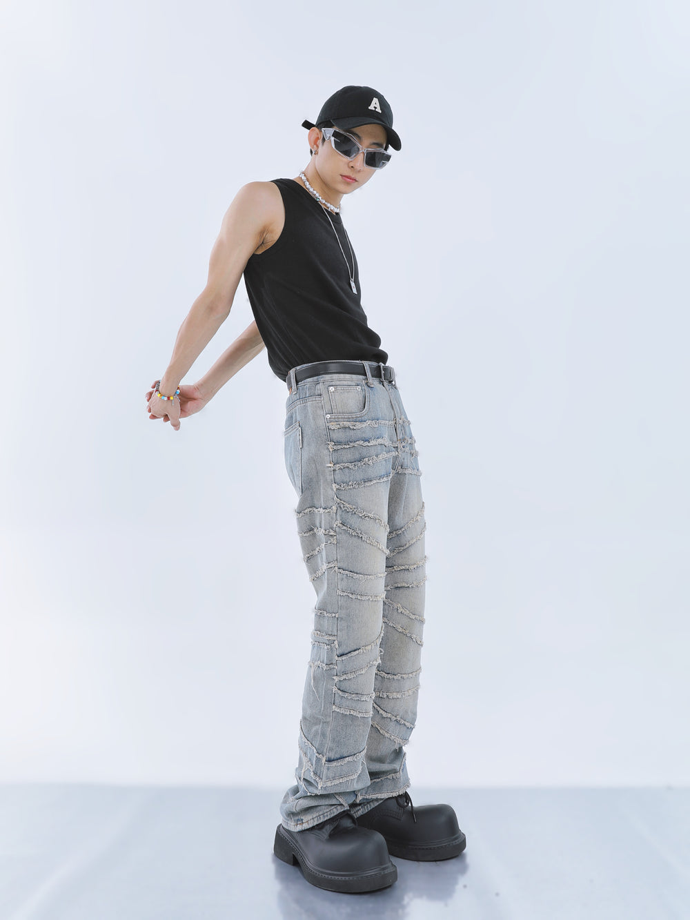 【23s September.】Fringed Raw Edge Loose Straight Jeans ArtsKoreanMan