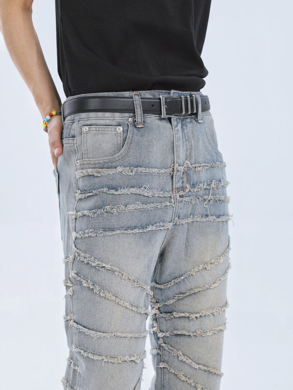 【23s September.】Fringed Raw Edge Loose Straight Jeans -M ArtsKoreanMan