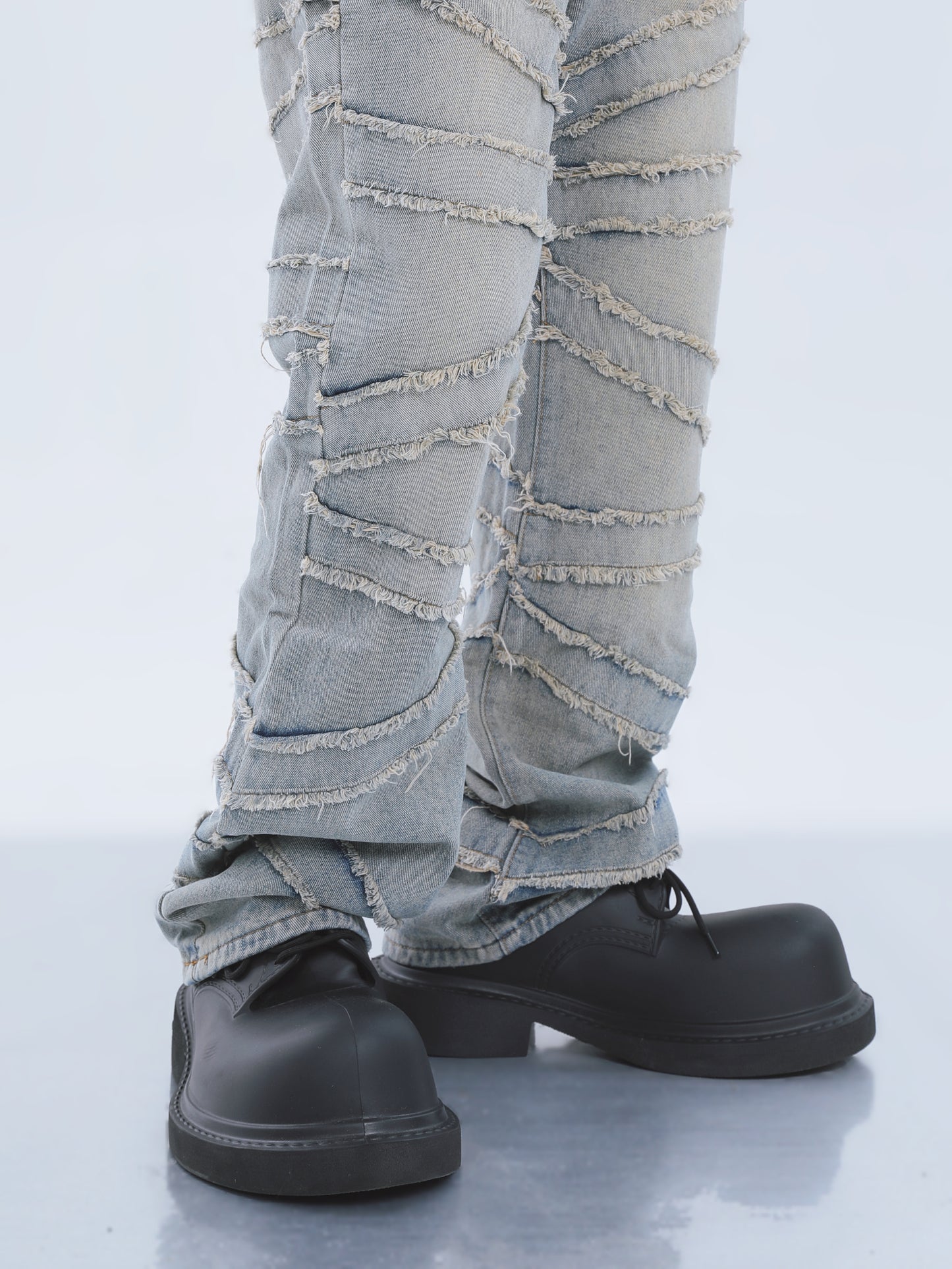 【23s September.】Fringed Raw Edge Loose Straight Jeans