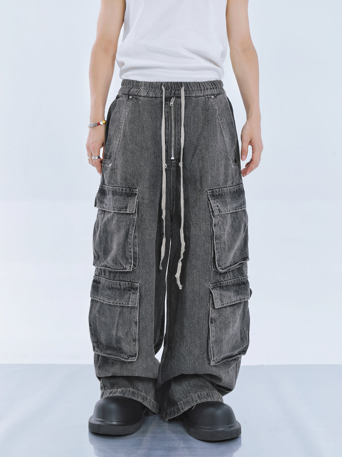 【23s September.】Large Pockets Cut Into Wide-leg Jeans ArtsKoreanMan