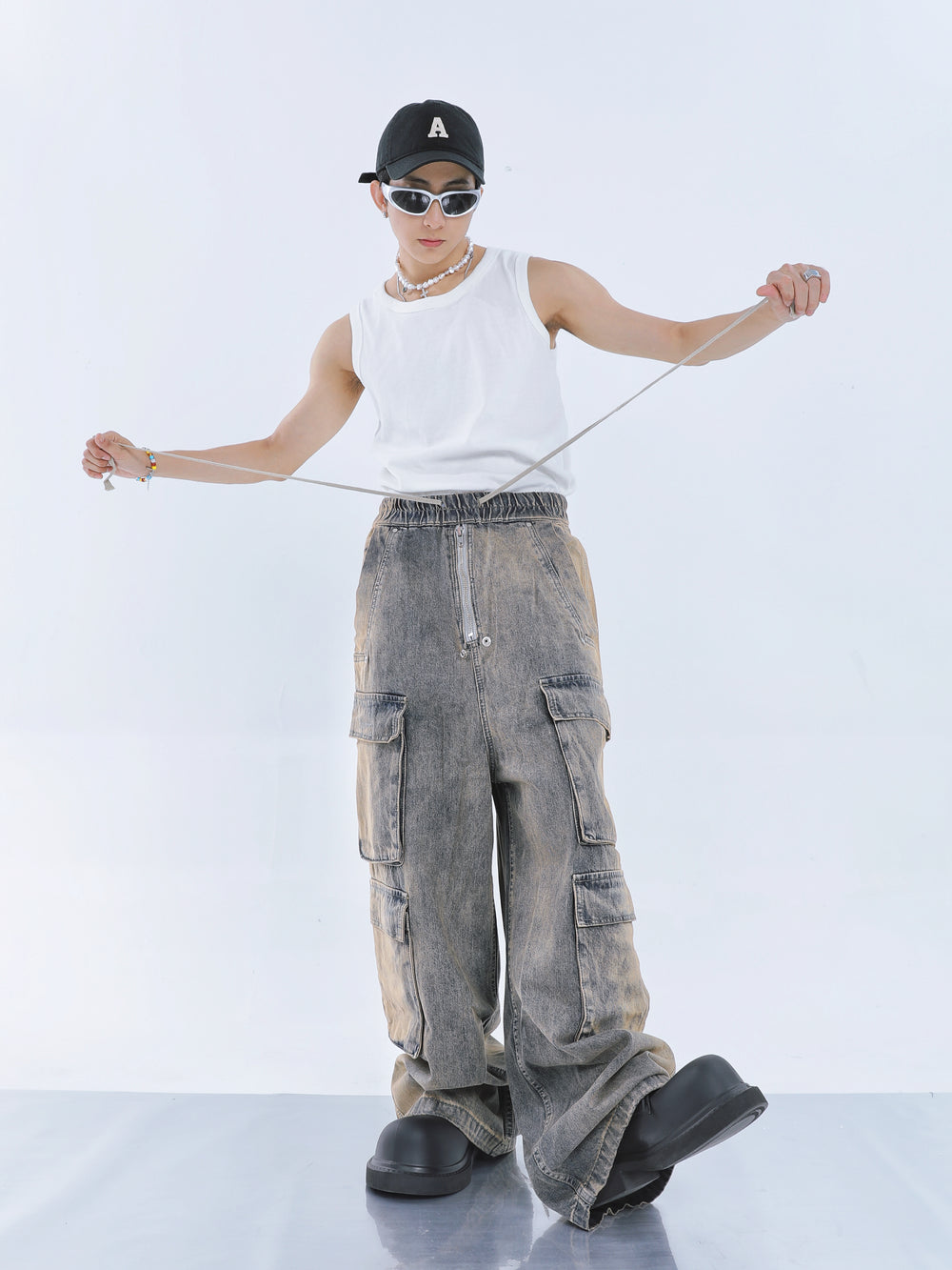 【23s September.】Large Pockets Cut Into Wide-leg Jeans ArtsKoreanMan