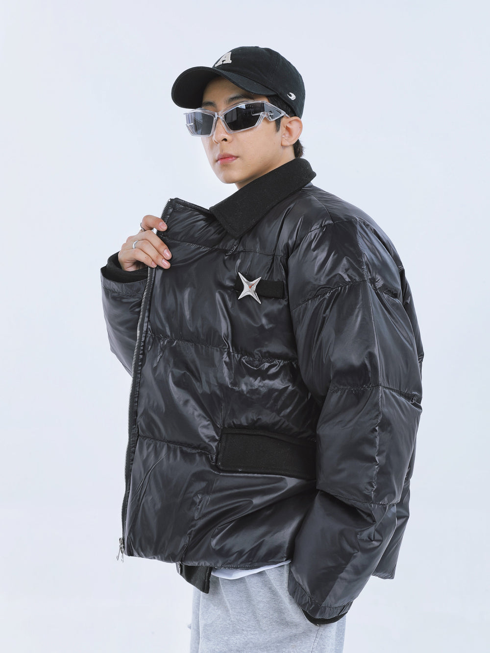 【23s September.】Diagonal Zipper Irregular Cotton Coat -L ArtsKoreanMan