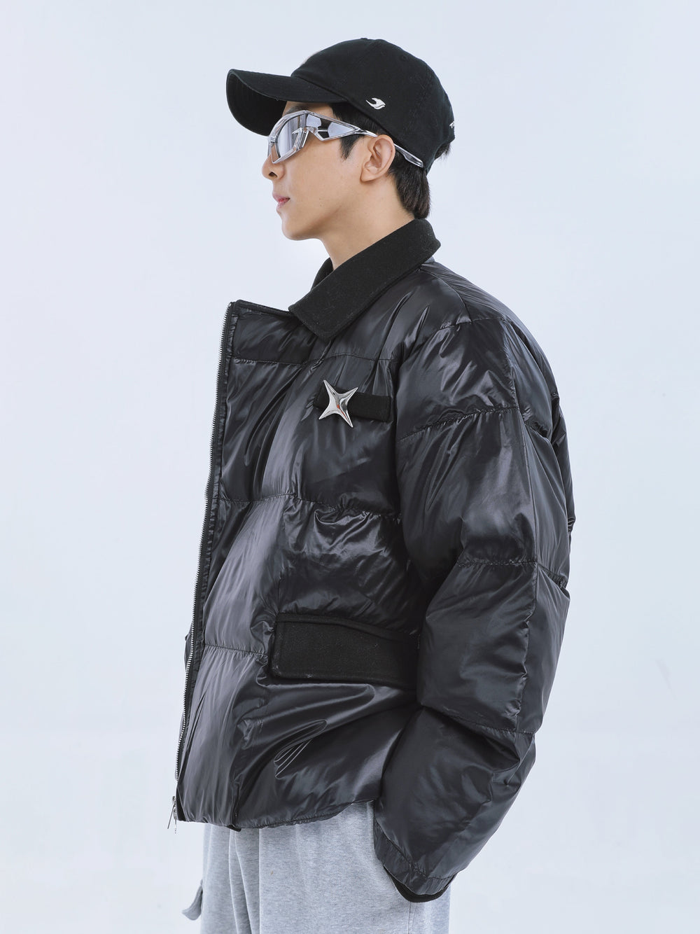 【23s September.】Diagonal Zipper Irregular Cotton Coat -L ArtsKoreanMan