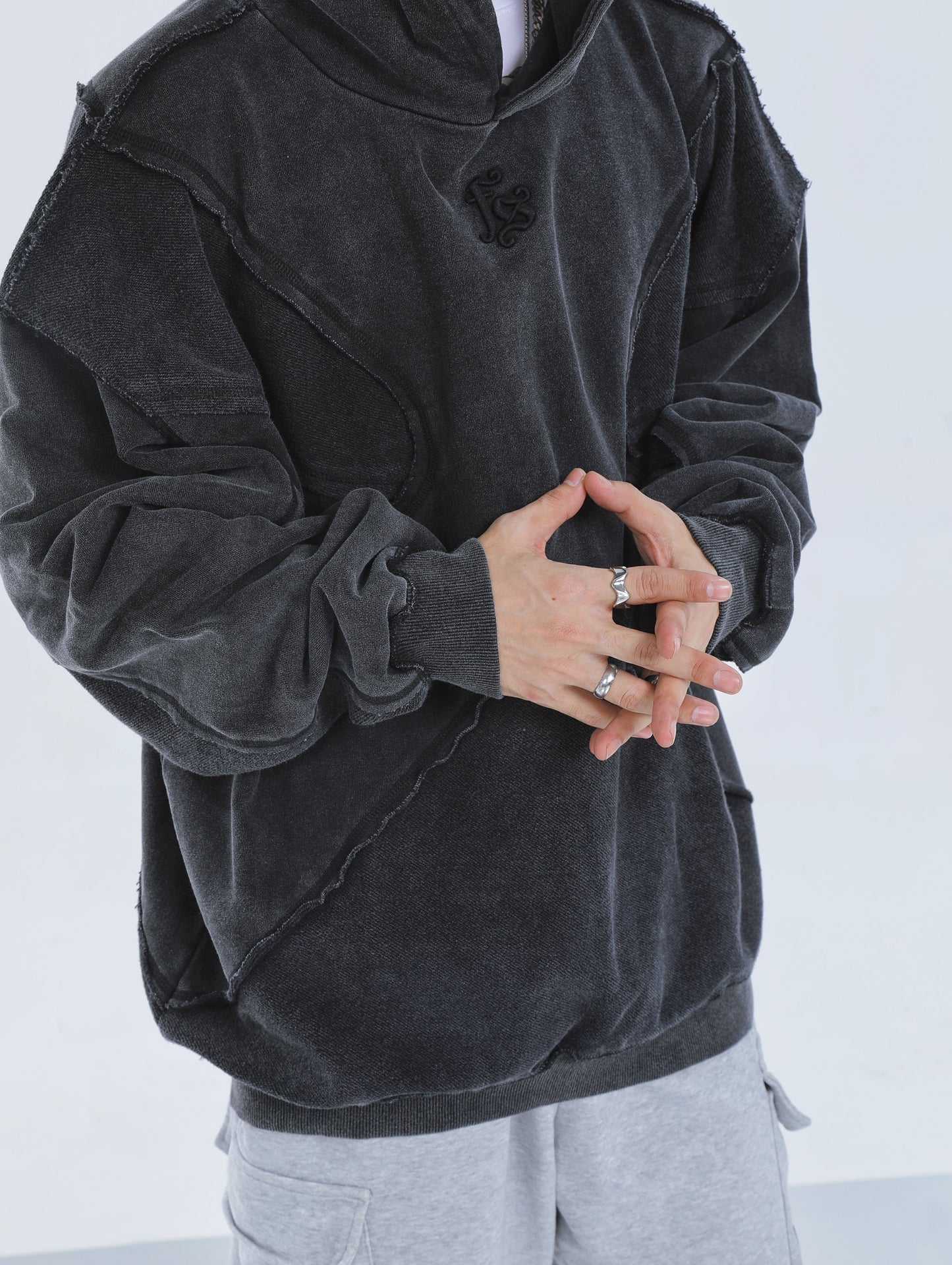 【23s September.】Solid Color High Street Hooded Sweater -L