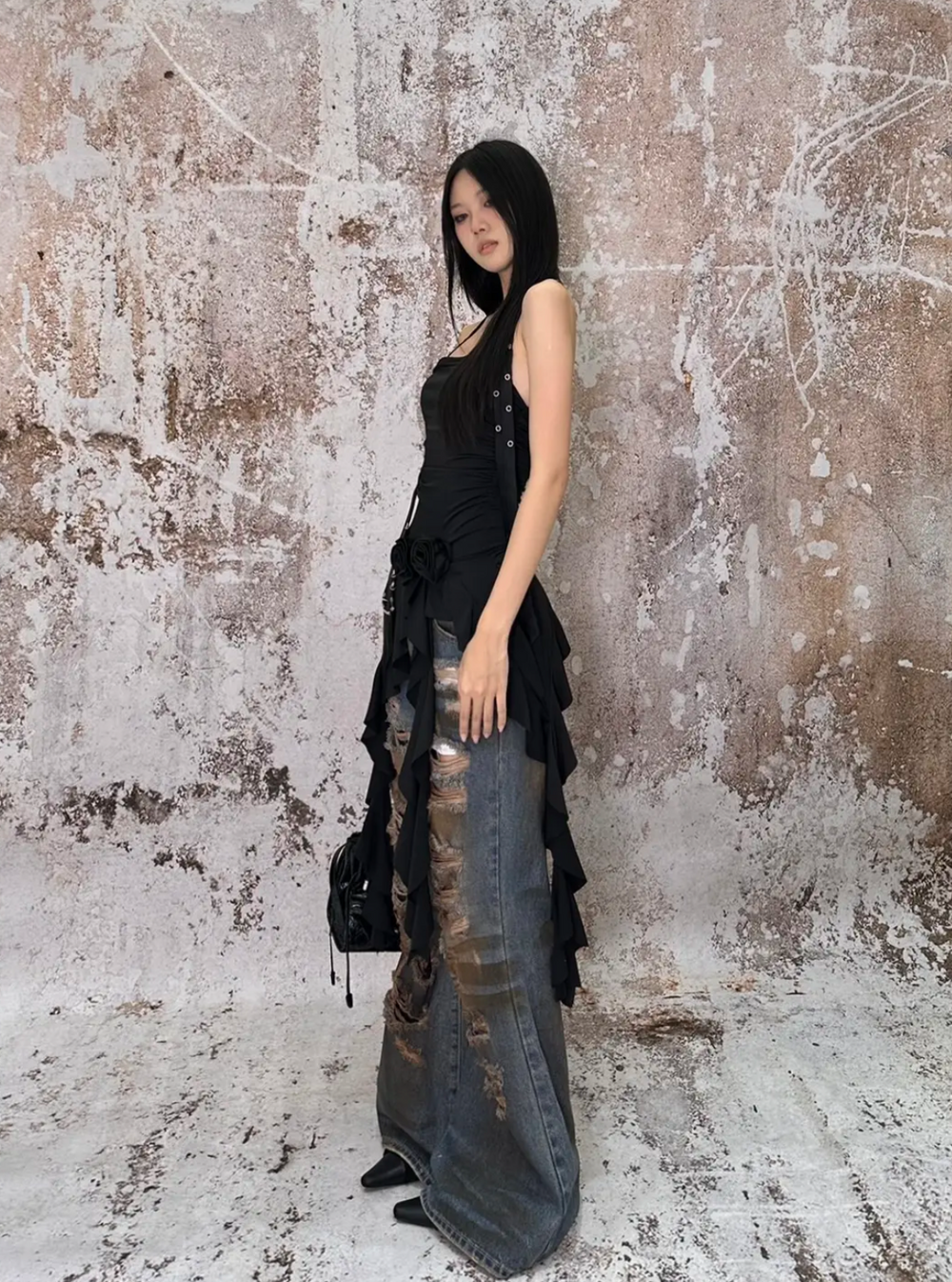 【24s May.】Ruffled Patchwork Bodycon Bandeau Top ArtsKoreanMan