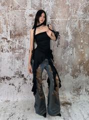 【24s May.】Ruffled Patchwork Bodycon Bandeau Top ArtsKoreanMan