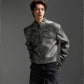 【24s Nov.】High-end Short Padded Shoulder PU Leather Jacket