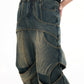 3D Distressed Washed Hollow Jeans