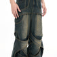 3D Distressed Washed Hollow Jeans