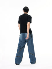Minimalist Style Knife-cut Zipper Jeans