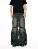 3D Distressed Washed Hollow Jeans