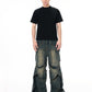 3D Distressed Washed Hollow Jeans