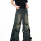 3D Distressed Washed Hollow Jeans