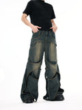3D Distressed Washed Hollow Jeans