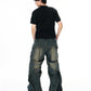 3D Distressed Washed Hollow Jeans