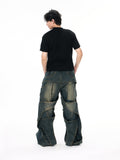 3D Distressed Washed Hollow Jeans