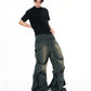 3D Distressed Washed Hollow Jeans