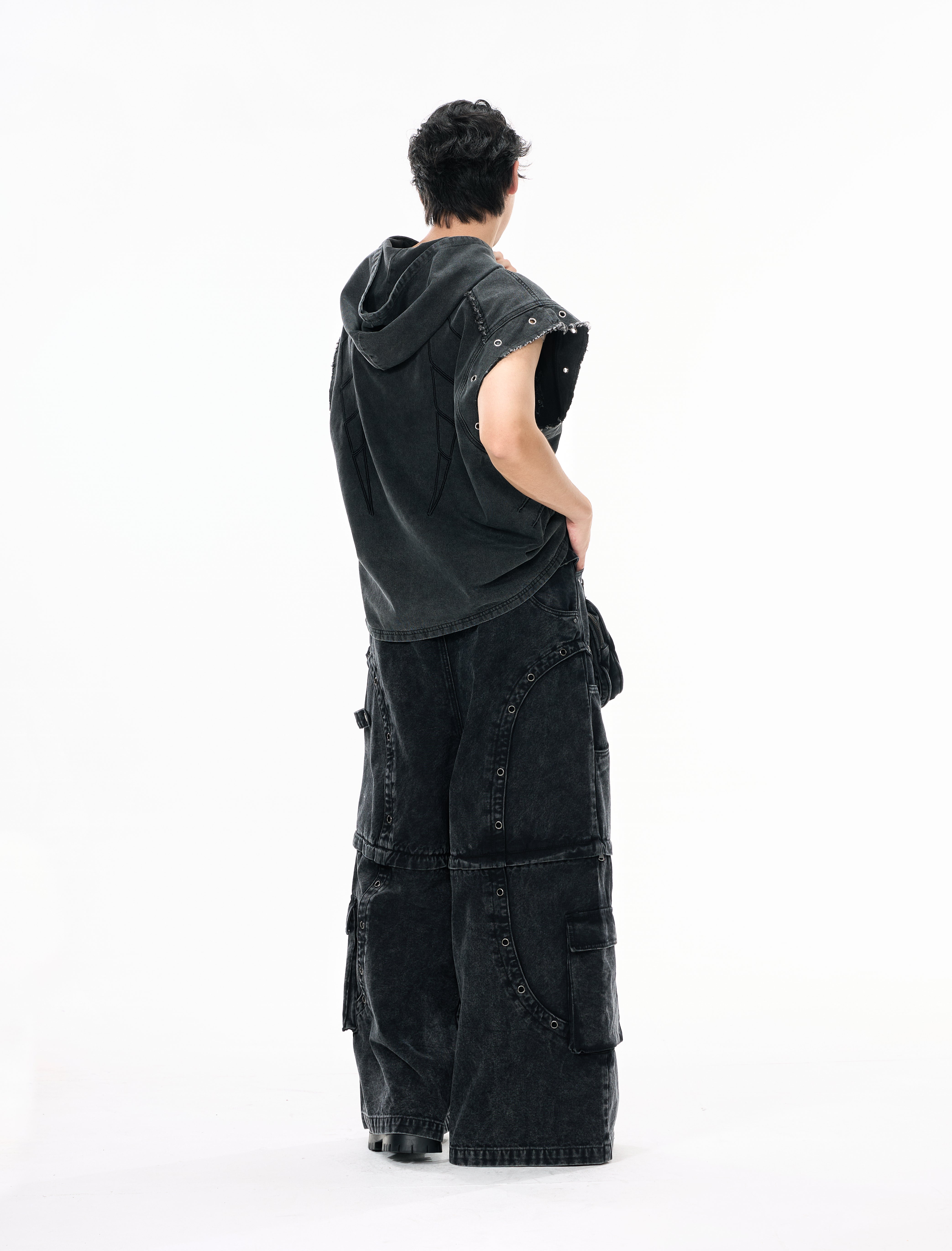 High Street Zipper Detachable Ribbon Jeans
