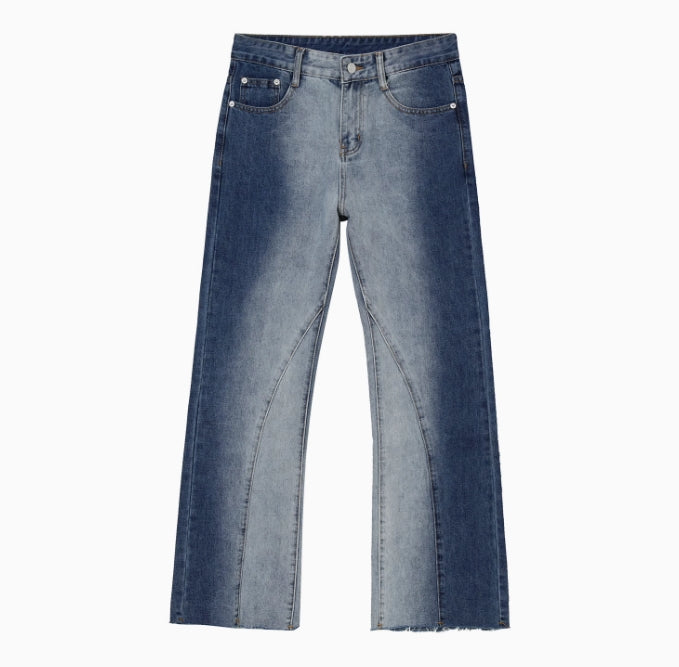 【25s Jul.】Contrast color tie-dye gradient flared jeans