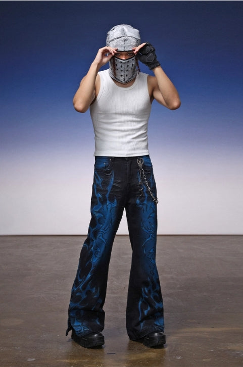 【25s Jul.】Flame Gradient Straight Jeans