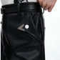 【25s Aug.】Vintage Metal Zipper Shiny Leather Pants