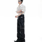 【25s Aug.】Vintage Metal Zipper Shiny Leather Pants