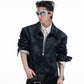 【25s Aug.】Pearl Deconstructed Textured Cropped Leather Jacket