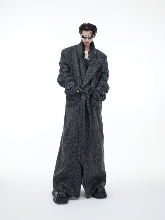 【24s Nov.】Niche Plush Silhouette Wide Shoulder Wool Coat