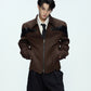 【25s Oct.】Glossy Paneled Deconstructed Leather Jacket