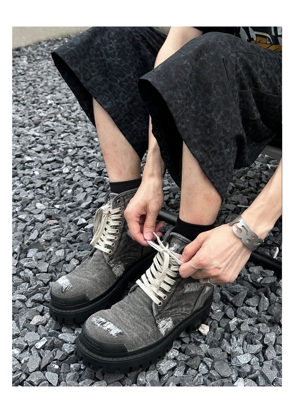 Denim canvas thick-soled Martin boots ArtsKoreanMan