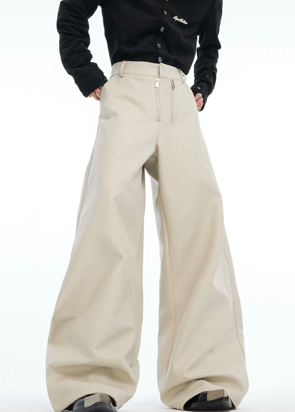 【25s Mar.】Niche Metal Double Zipper Straight Trousers