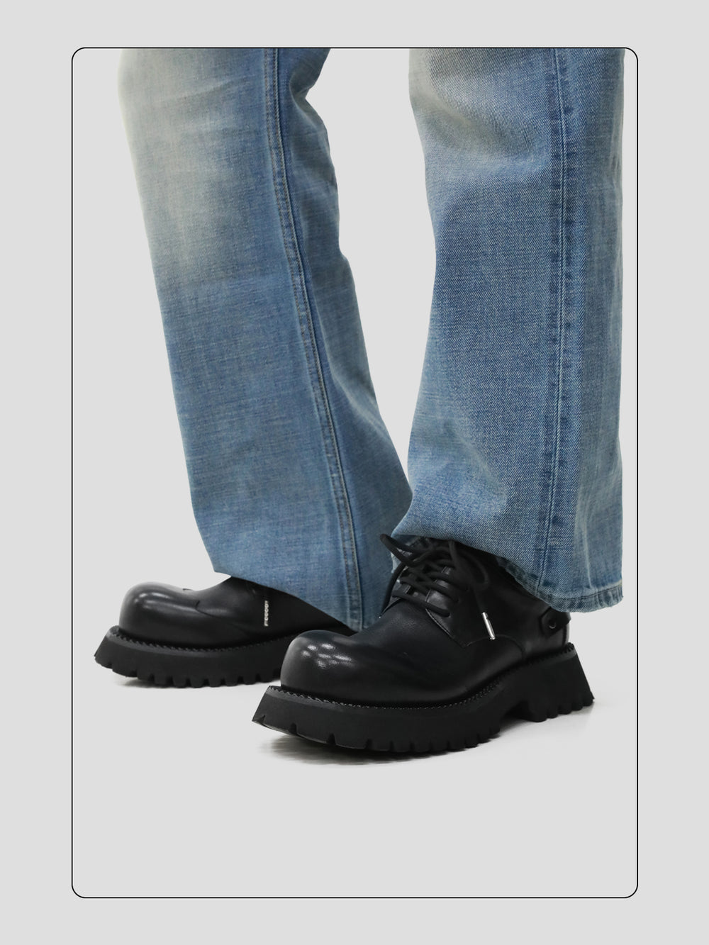 Black Raised Toe Casual Thick-soled Derby Shoes ArtsKoreanMan