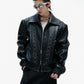 【25s Aug.】Embroidered Cropped Leather Jacket