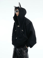 【25s Feb.】Rivet Stitching Doberman Hooded Couple Jacket