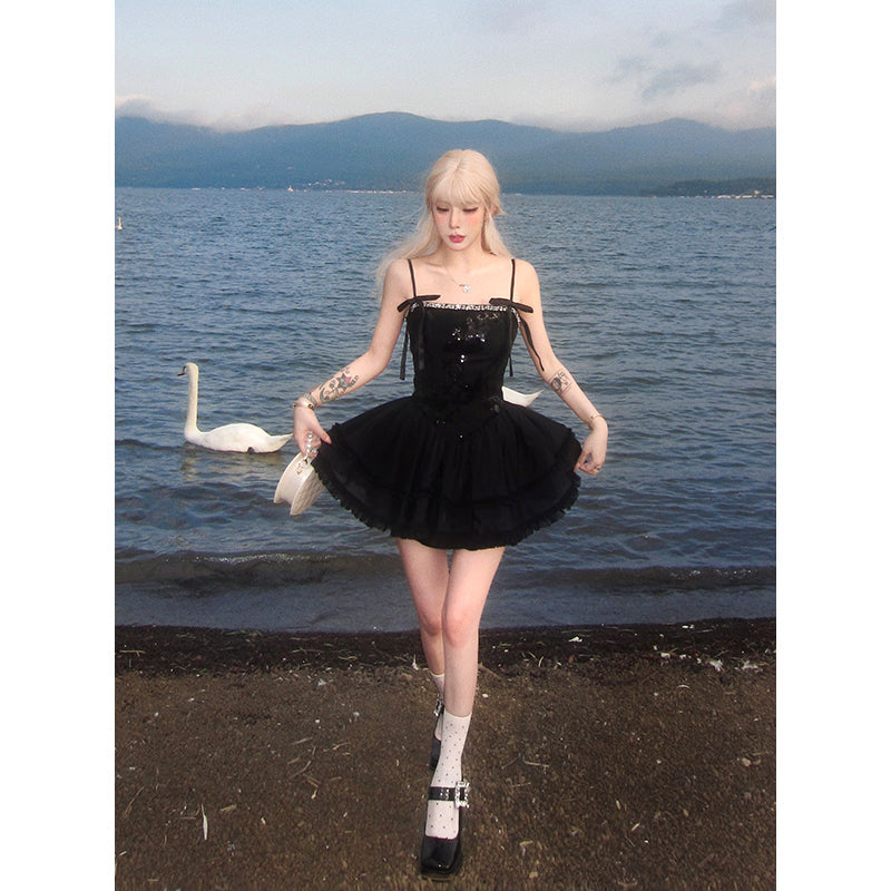 【24s Sep.】Retro Suspender Bow Tutu Skirt TrendyStyle101