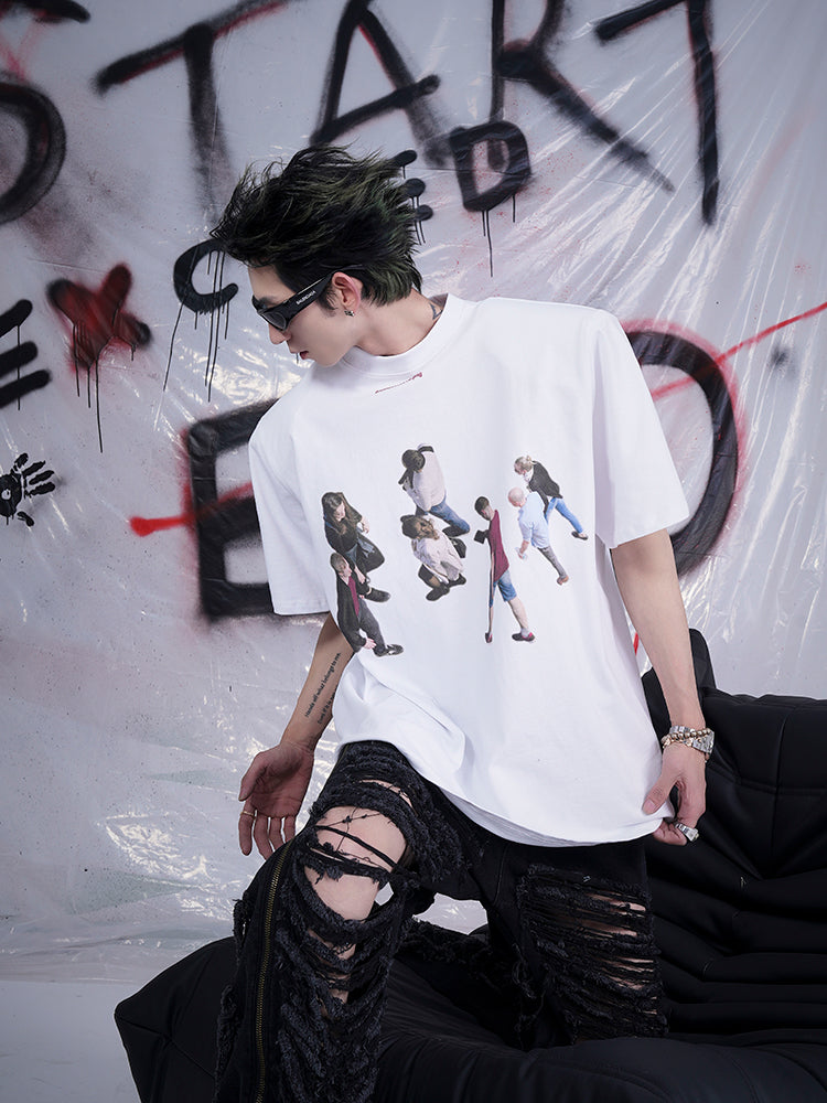 【24s Aug.】High Street Fashion Brand Hip Hop Character Print T-shirt