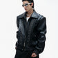 【25s Aug.】Embroidered Cropped Leather Jacket
